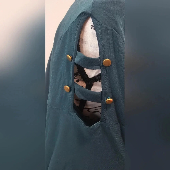 Diana Belle Women's Hunter Green Long Sleeve Chiffon Blouse Size XL NWT - Picture 6 of 13